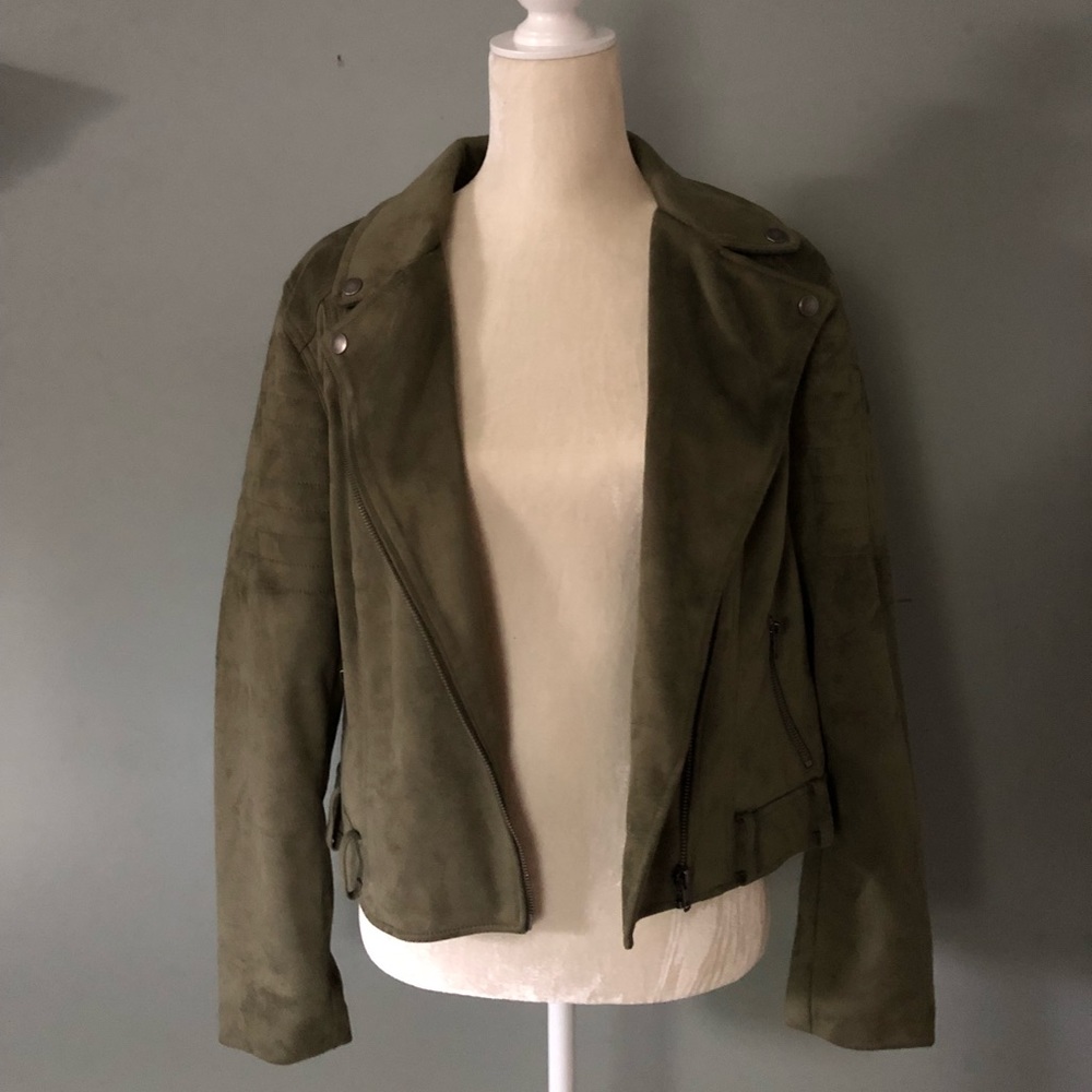 NWT Suede olive green Moto jacket